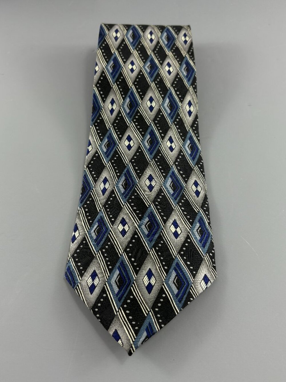 Louis Roth Blue / Black / Grey Geometric Men's Tie 4" x 61"